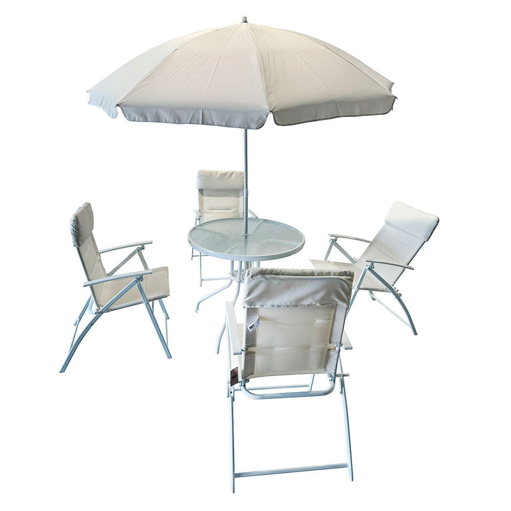 Juego comedor exterior 4 personas Tropea blanco Outzen