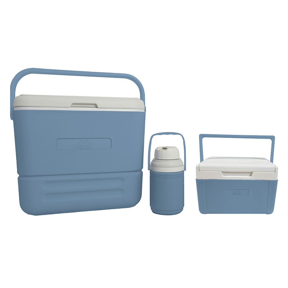 Combo nevera 34L + nevera 5L + termo 1.4L azul Alpes