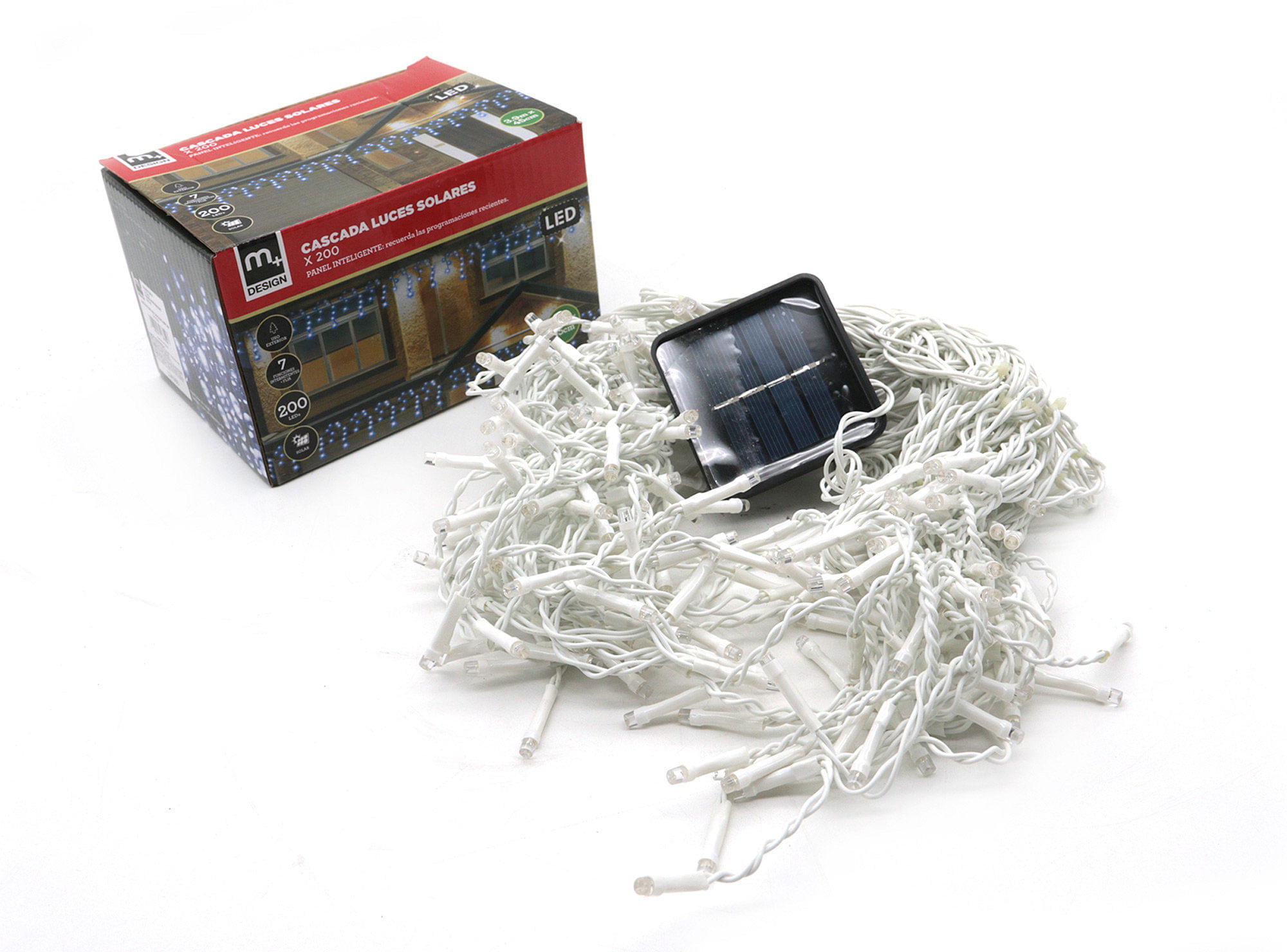 Luz navidad solar LED cascada 200 luces