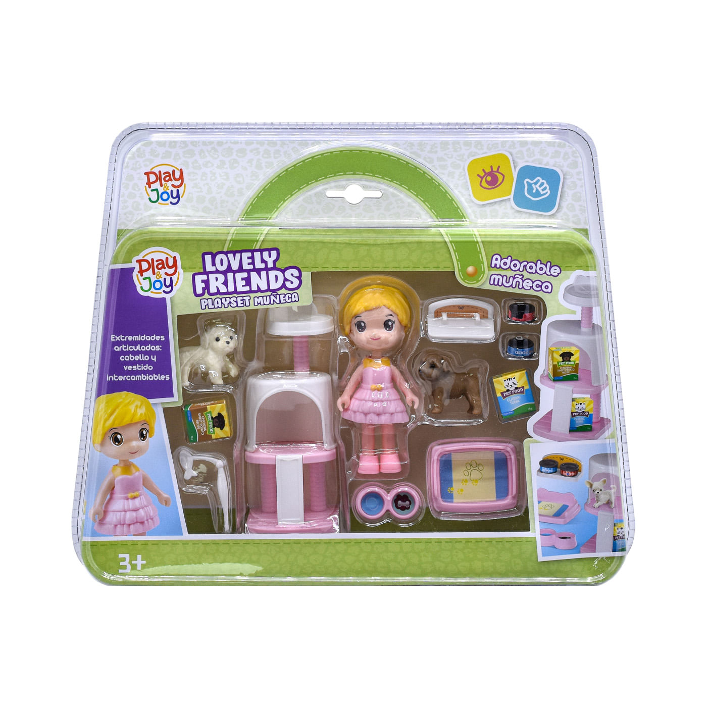 Playset muneca play and joy lovely cute pets