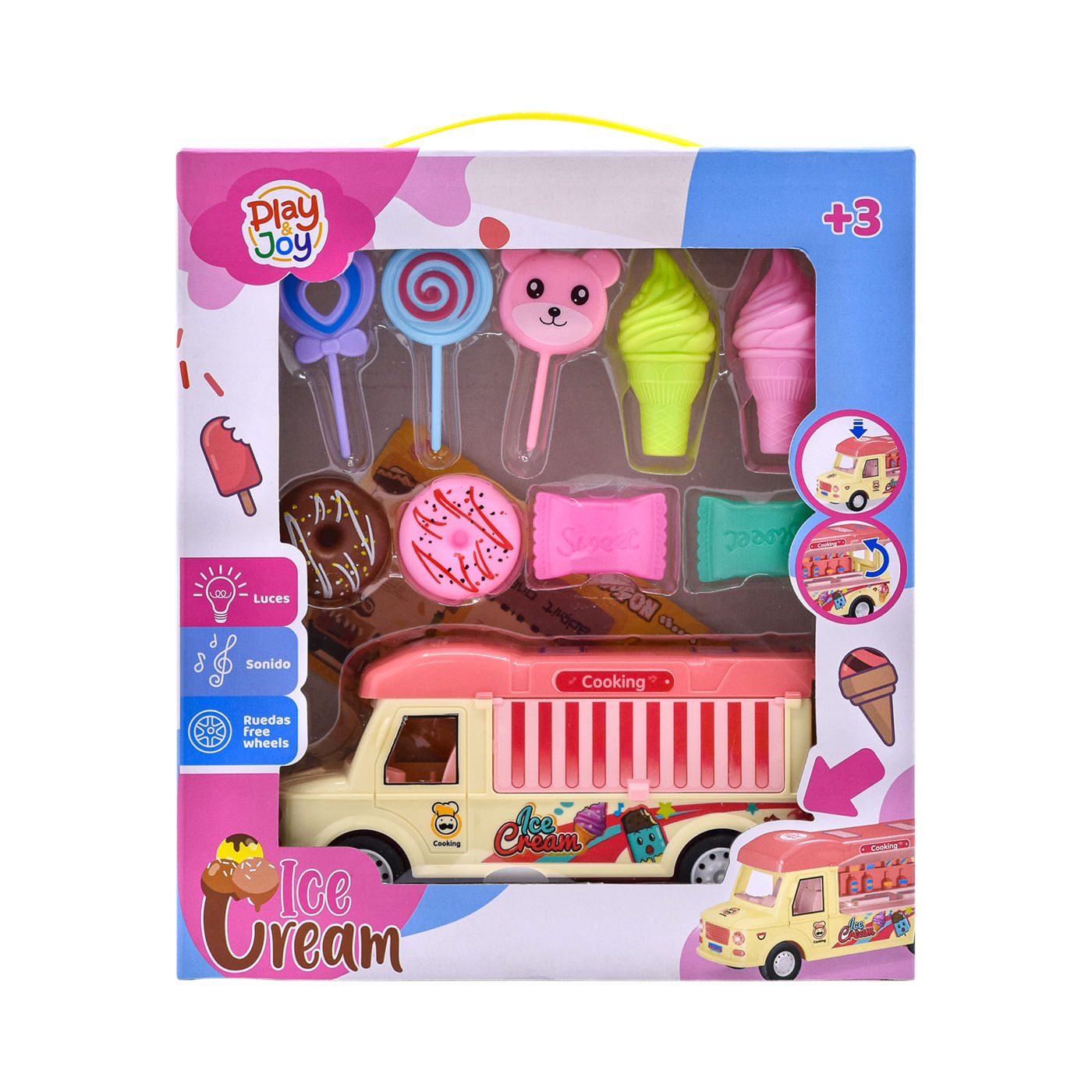 Carro Luces Sonidos Play and Joy + Accesoriios Ice Cream
