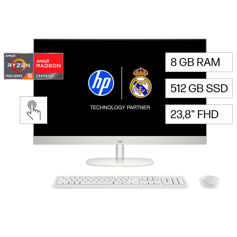 All In One HP 24-cr0256la R5 8GB 512GB 23,8" Win11