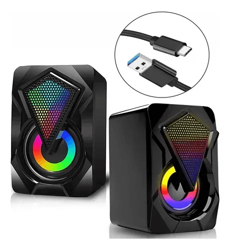 Speakers Solo Usb Tipo C Rgb Para Pc
