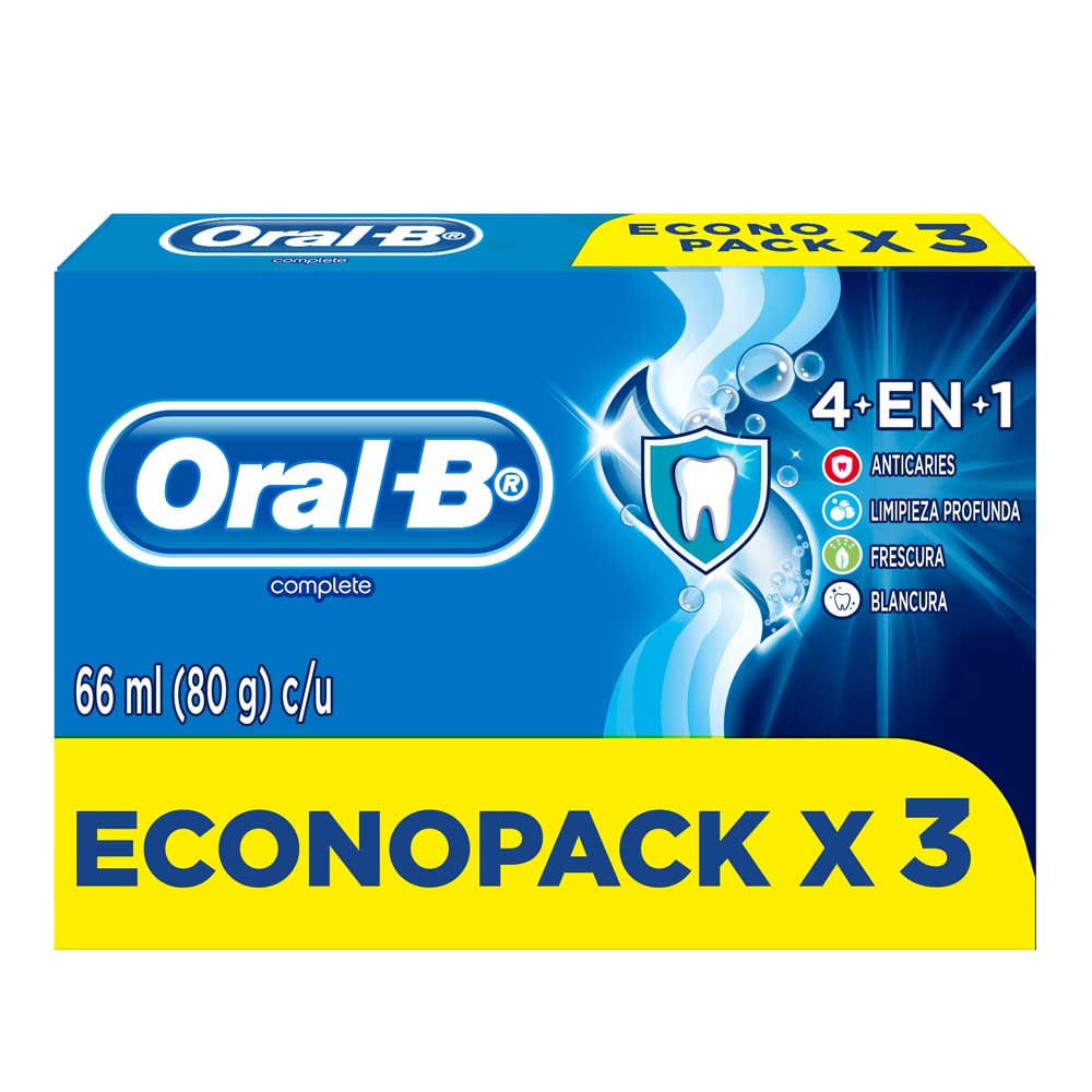 Crema de Dientes Oral-B Complete 4en1 3 Uds de 80 g