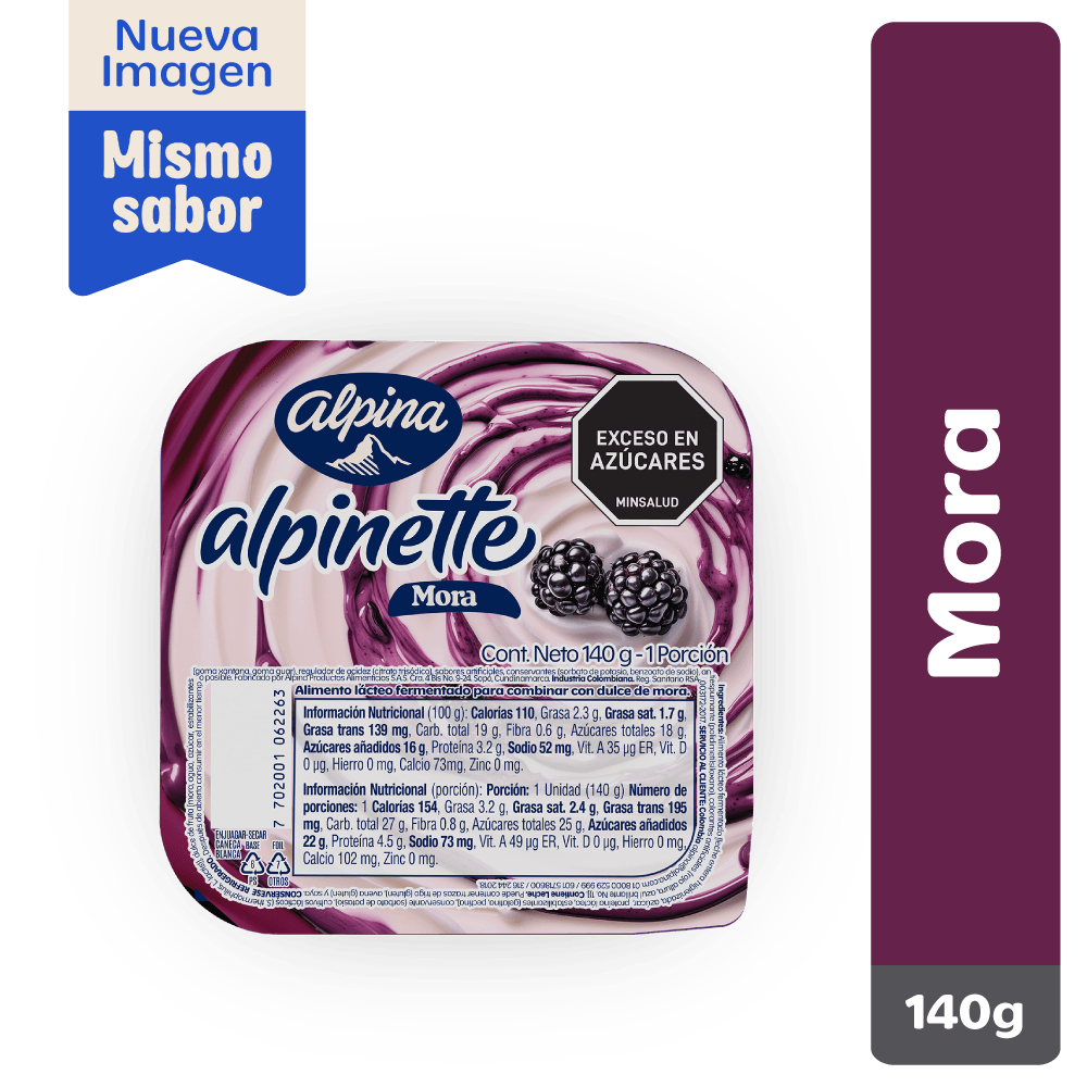 Alimento lácteo Alpinette mora x140g