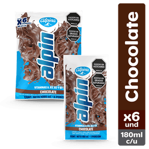 Leche Alpín chocolate bolsa x6und x180ml c-u
