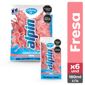 Leche Alpín fresa bolsa x6und x180ml c-u
