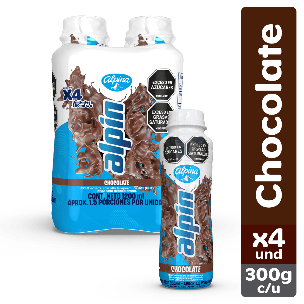 Leche Alpin chocolate botella x4und x300ml