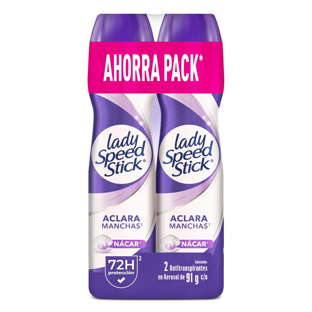 Desodorante Mujer Lady Speed Stick Spray Derma + Aclarado 91g x2und