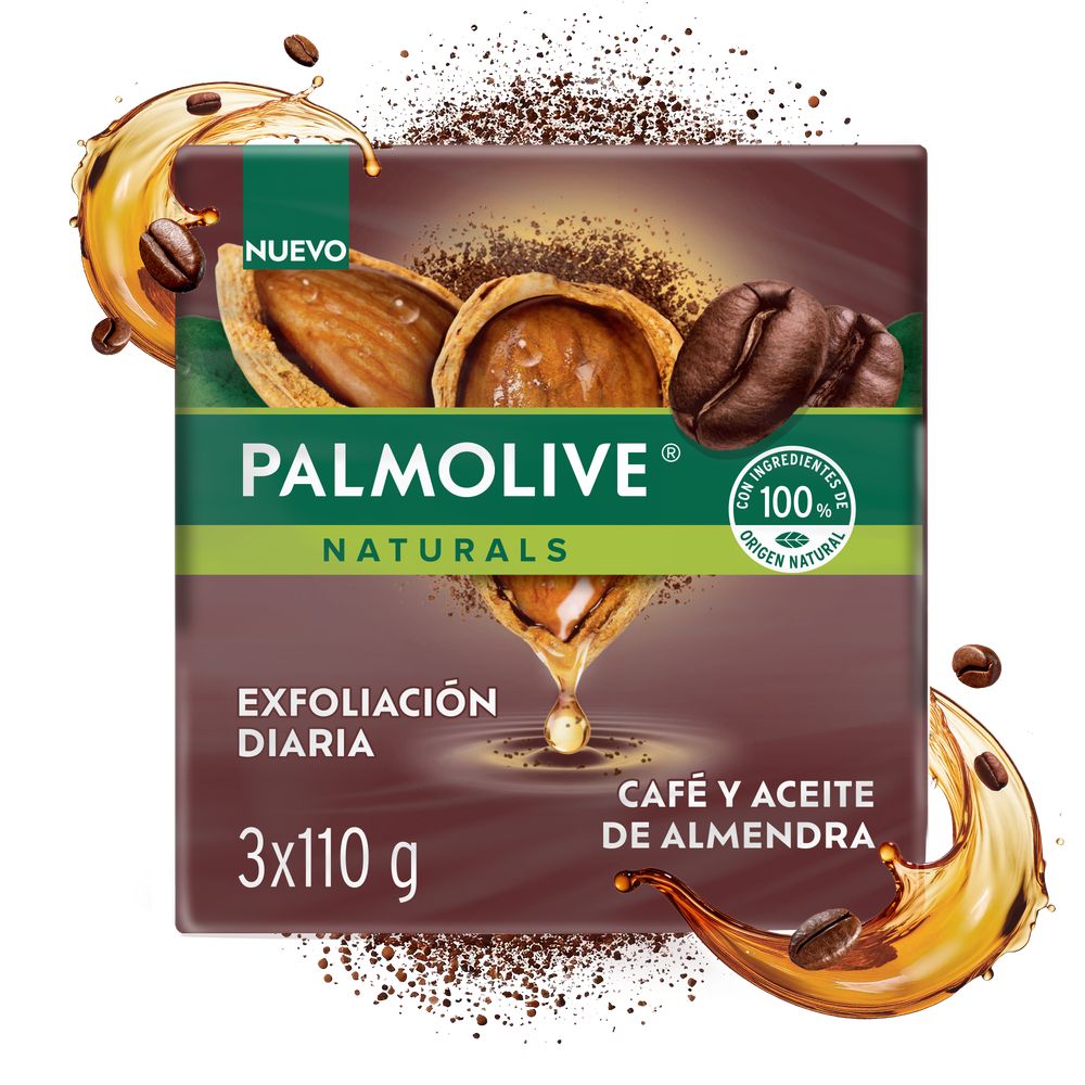 Jabón Palmolive Café y aceite de Almendra en barra 3x110g