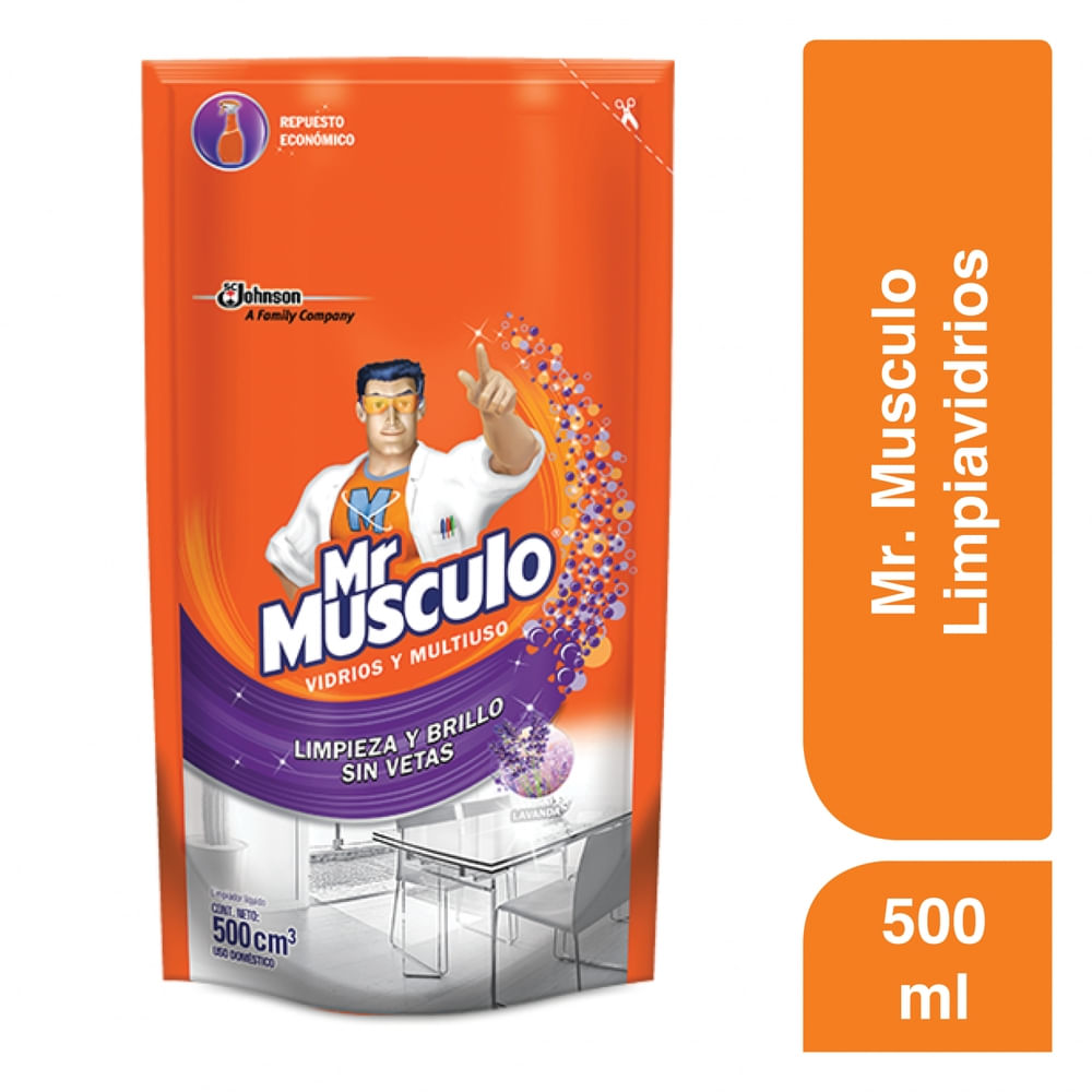 Repuesto Mr Musculo limpiador de vidrios fragancia lavanda x500ml