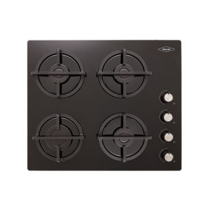 Estufa Haceb 60 cm 4 Puestos Gas Natural Cristal Hierro Fundido Negro
