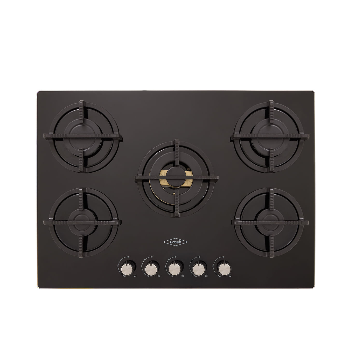 Estufa 5 Puestos Gas Natural 76 cm Cristal Negro Haceb