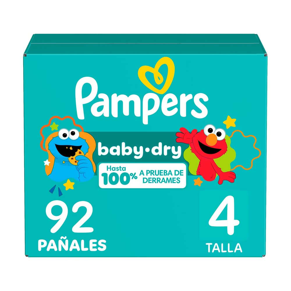 Pañales Pampers Baby-Dry Talla 4 Protección Contra Derrames x92 Un