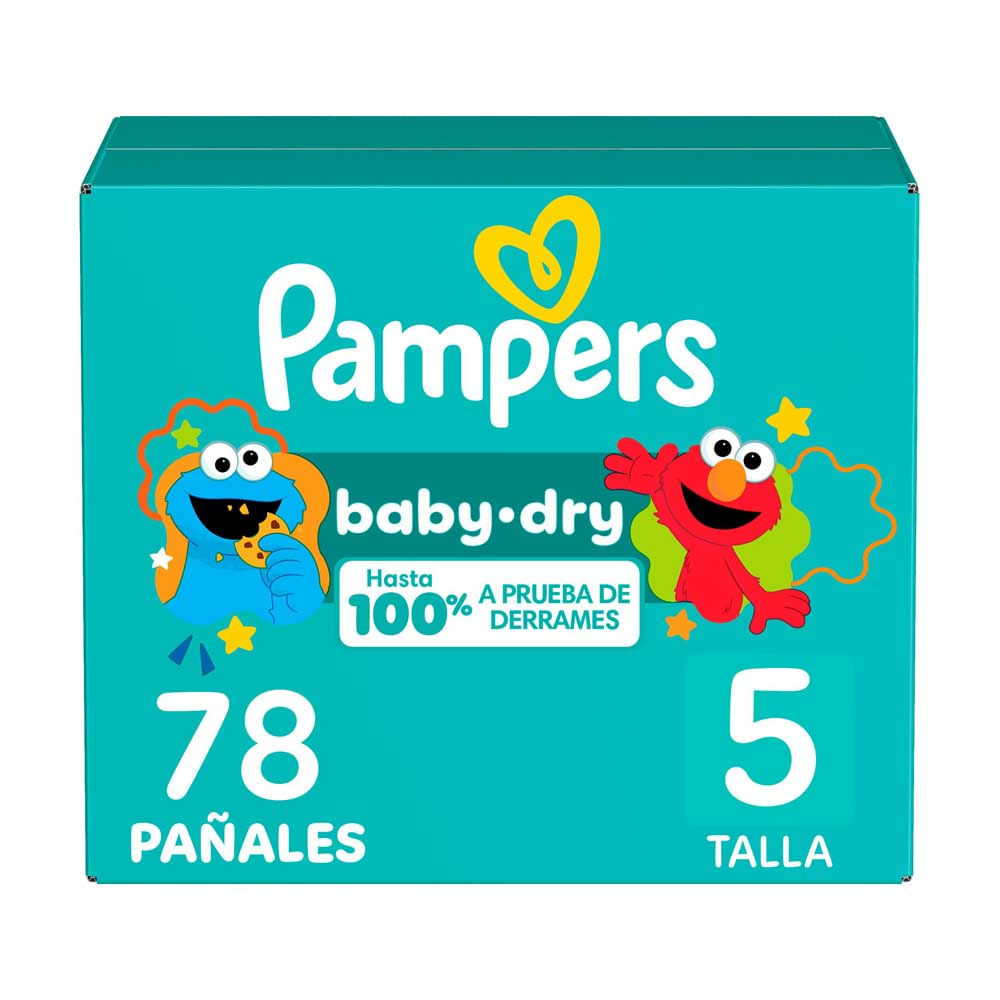 Pañales Pampers Baby-Dry Talla 5 Protección Contra Derrames x78 Un