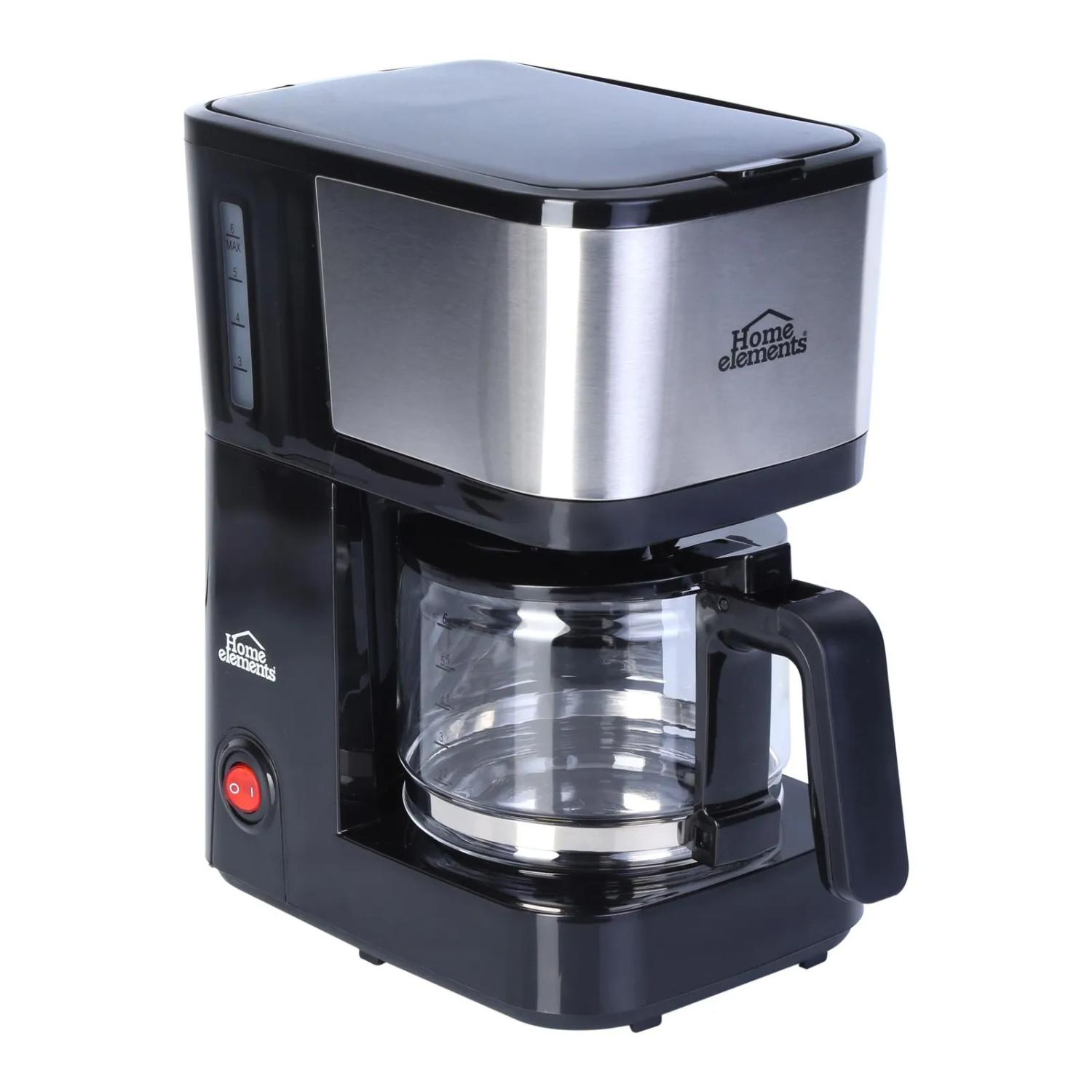 Cafetera 6 Tazas Home Elements Jarra De Vidrio HECM9420SS Negra
