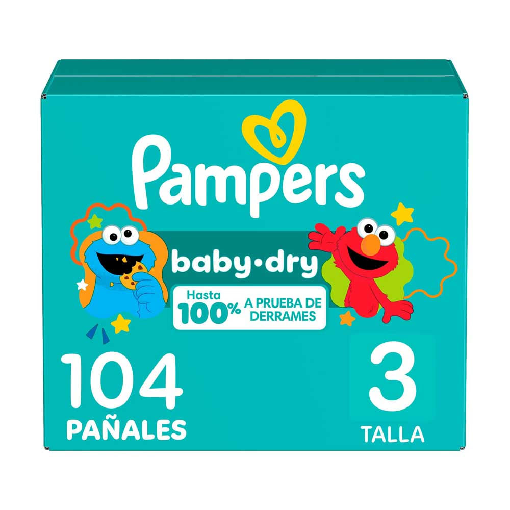 Pañales Pampers Baby-Dry Talla 3 Protección Contra Derrames x104 Un