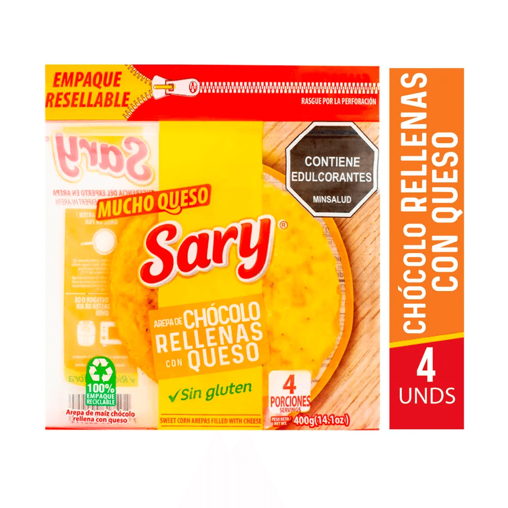 Arepas De Chócolo Sary Rellenas De Queso x4und x400g