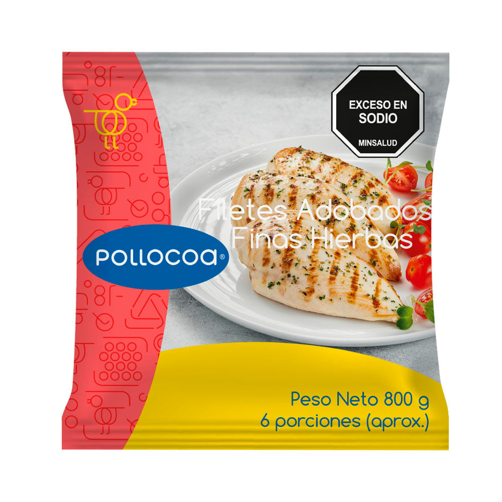 Filetes Pechuga Adobado Finas Hiervas x800 gr Pollo Coa