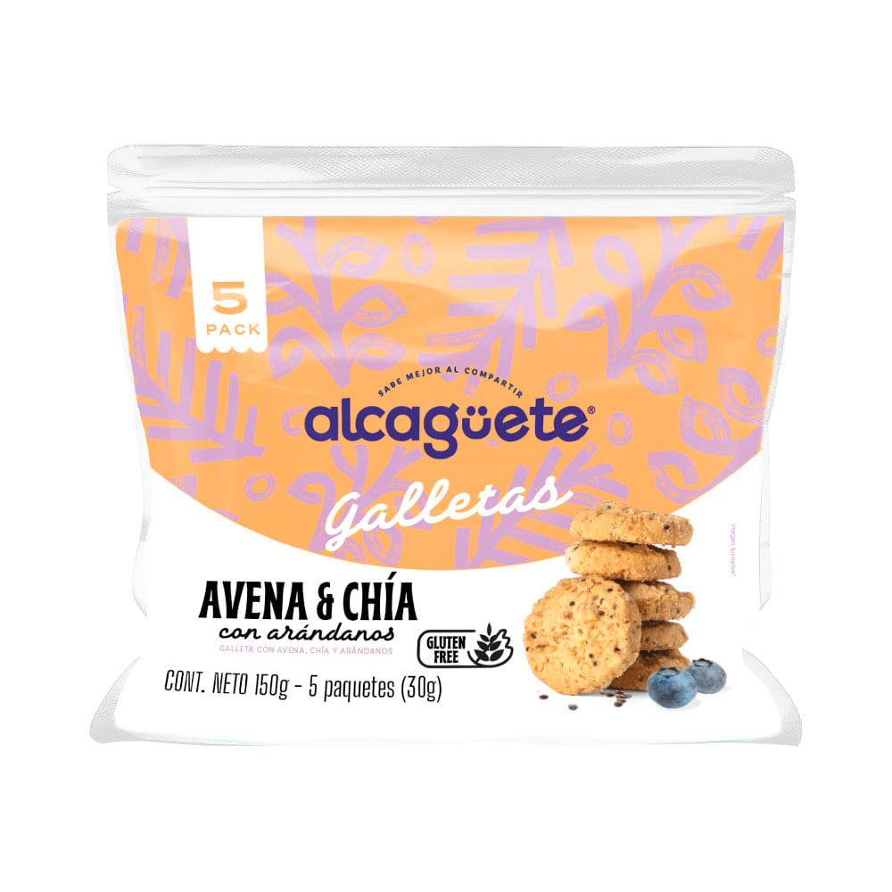 Galletas Alcaguete de avena con semilla de chia 0% azúcar x 5und x 35g c/u