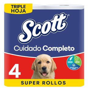 Papel Higiénico Scott Cuidado Completo Triple Hoja 4 Rollos 30M