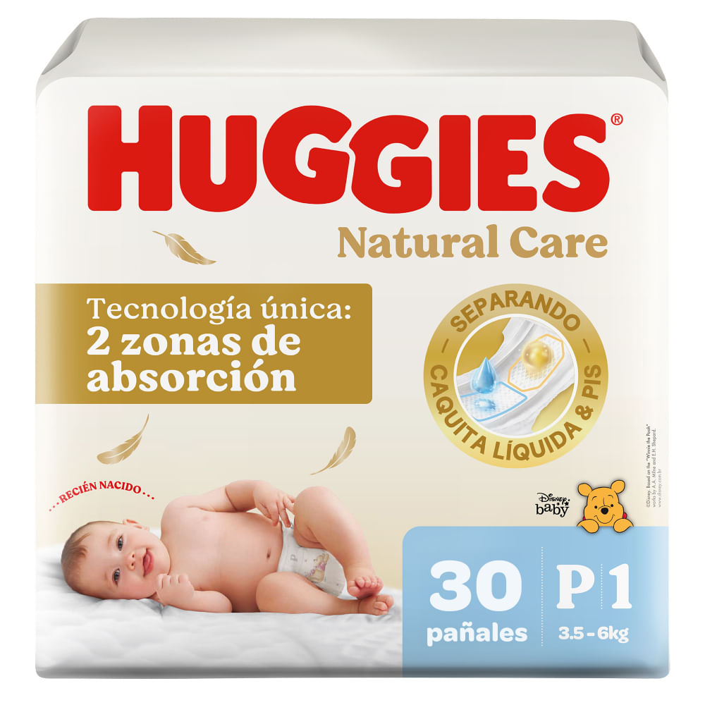 Pañales Huggies Natural Care P 30 Unidades
