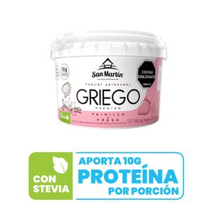 Yogurt griego San Martin Premium vainilla y fresas x550g