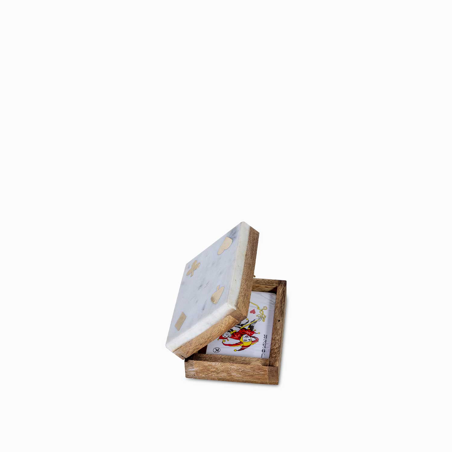 Juego cartas madera y mármol