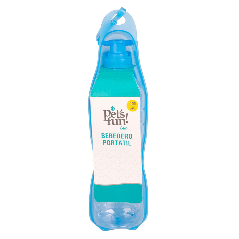 Bebedero portatil 500ml celeste Pet'S Fun