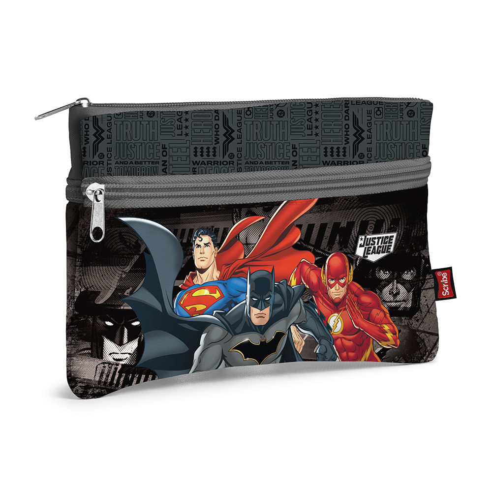 Cartuchera Liga Justicia 3 Secciones Scribe