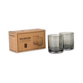 Vaso Corto Ambiente Gourmet Gris Set X 2 Vidrio