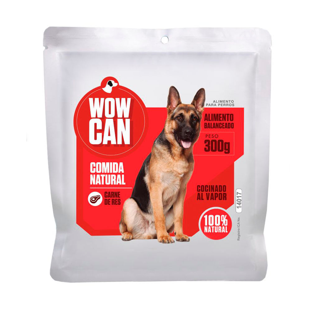 Alimento Wow Can cocinado con carne de Res para Perro x300g
