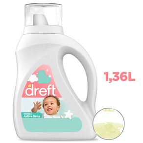 Detergente Dreft Active Ropa Bebé x1.36L