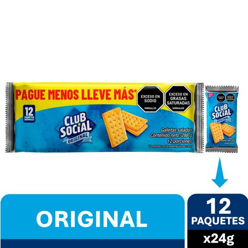 Galletas Saladas Club Social sabor Original 12und