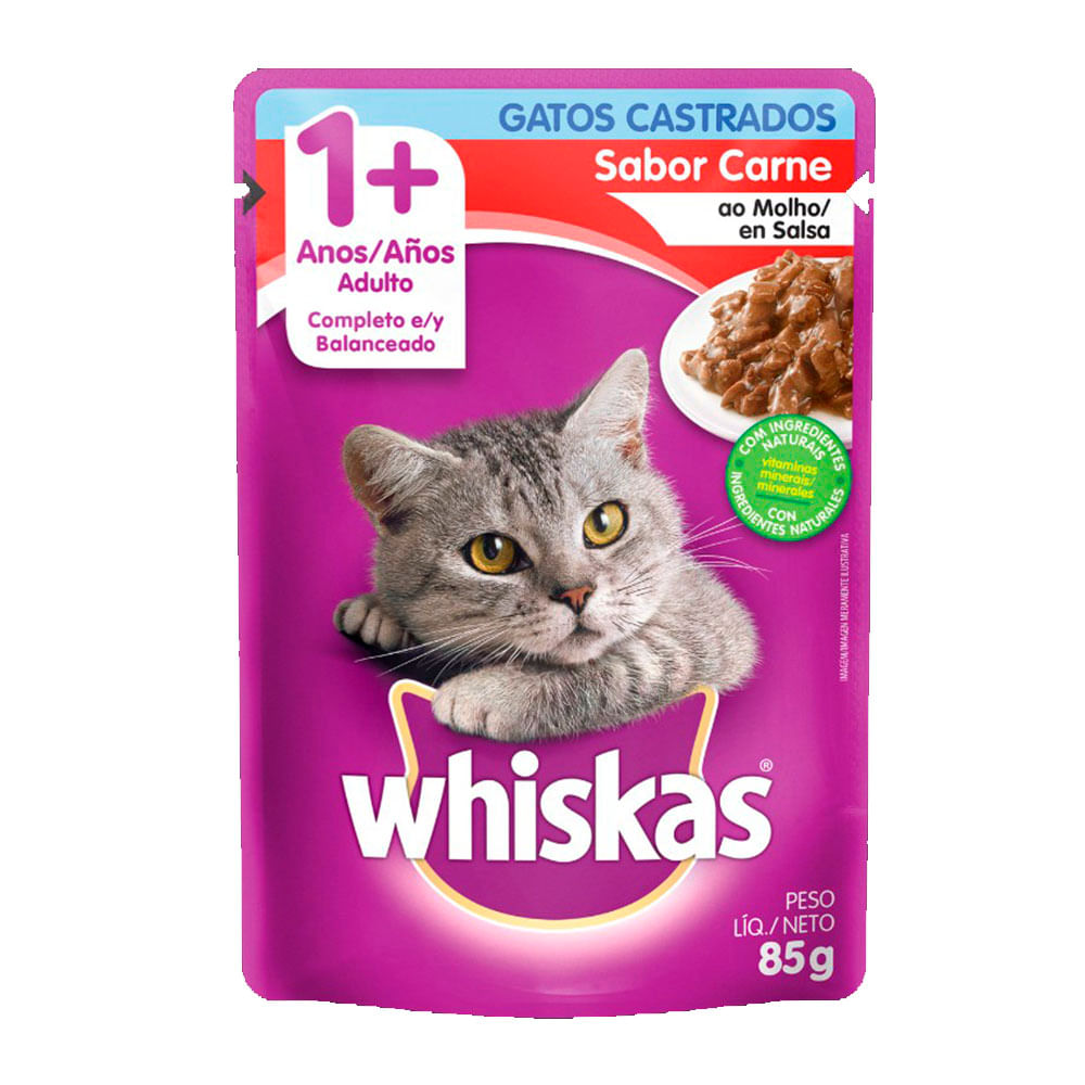 Alimento Húmedo Whiskas Carne Gato Castrado 85g