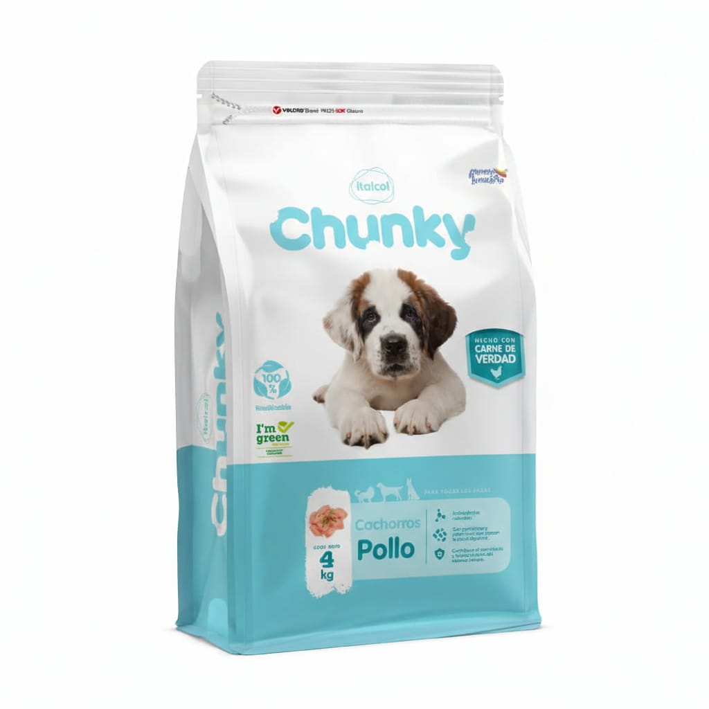 Alimento Chunky para perros cachorros sabora a pollo x4kg