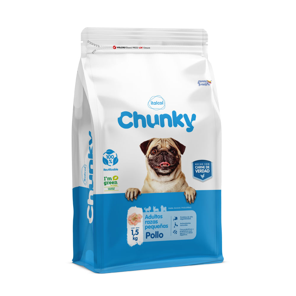 Alimento Chunky adultos raza pequeñas 1.5 kg nugget