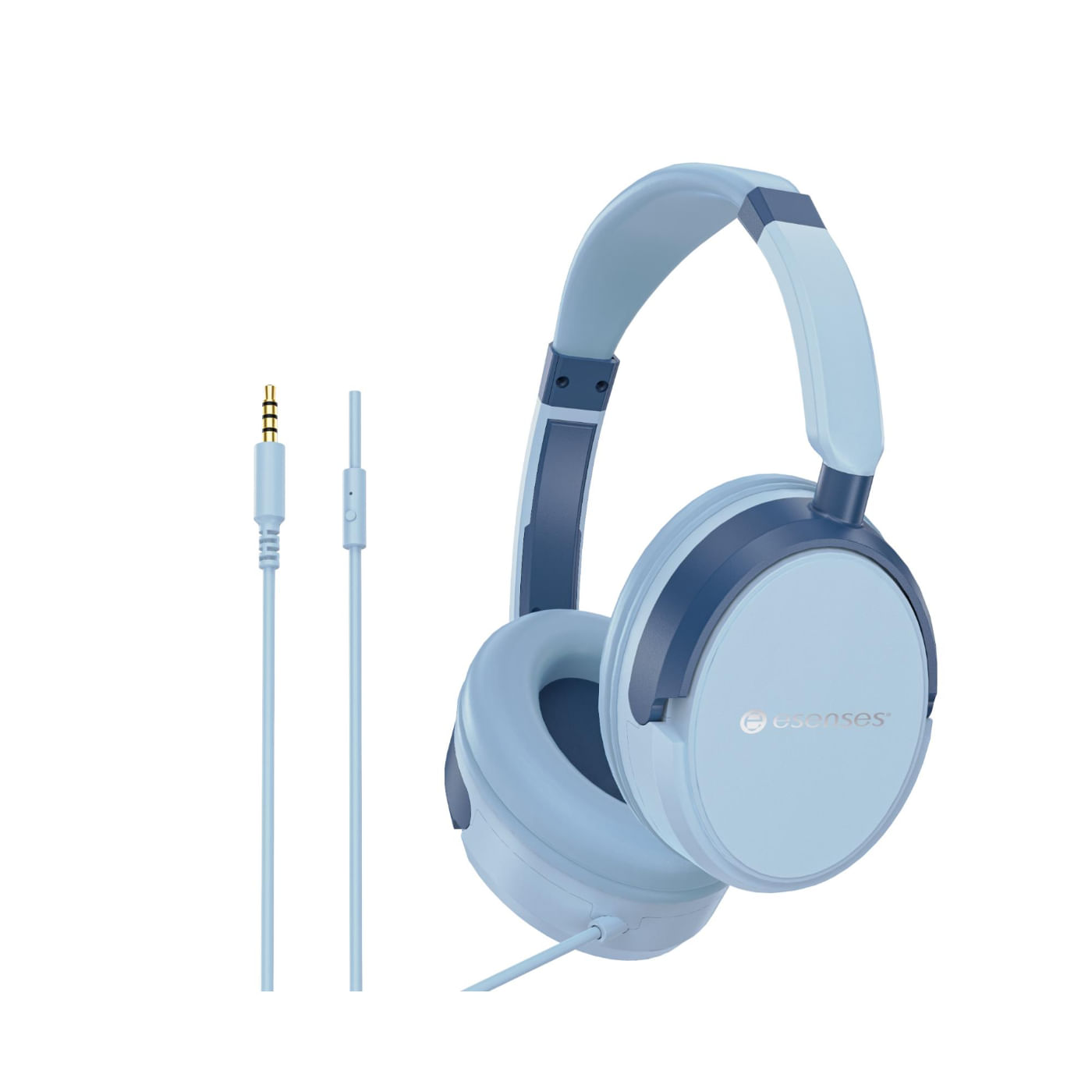Audífonos de Diadema Esenses Alámbricos Over Ear Plug 3.5mm HP-101 Azul
