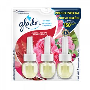Ambientador Glade Aceites Naturales 3 Repuestos x63 ml Aroma Surtido