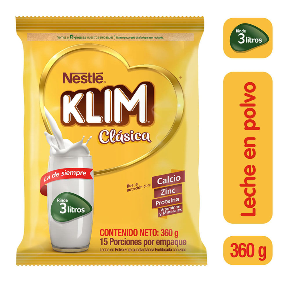 Leche en polvo Klim Clásica bolsa x360g