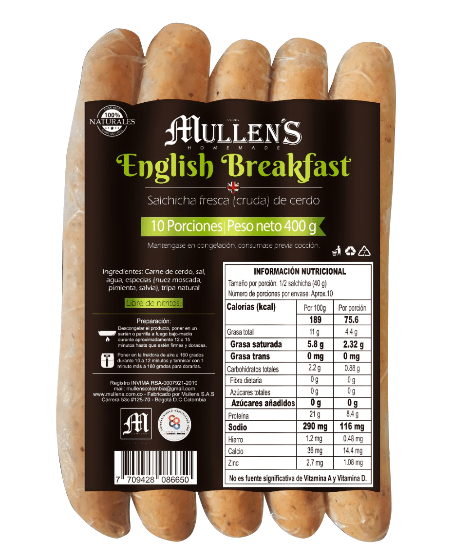 Salchicha Mullen's inglesa x6und x450g