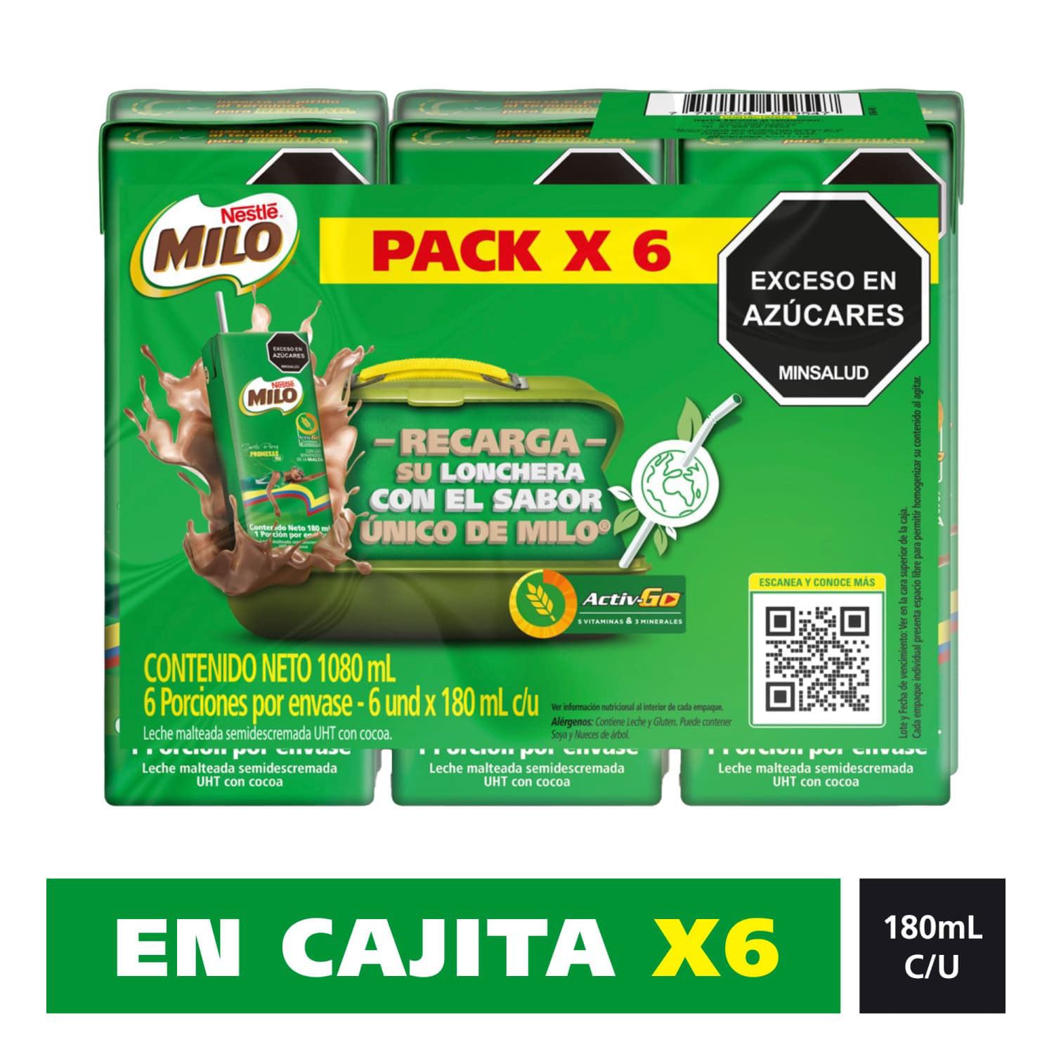Leche Malteada Milo Semidescremada Cocoa 180Ml X6 Undidades