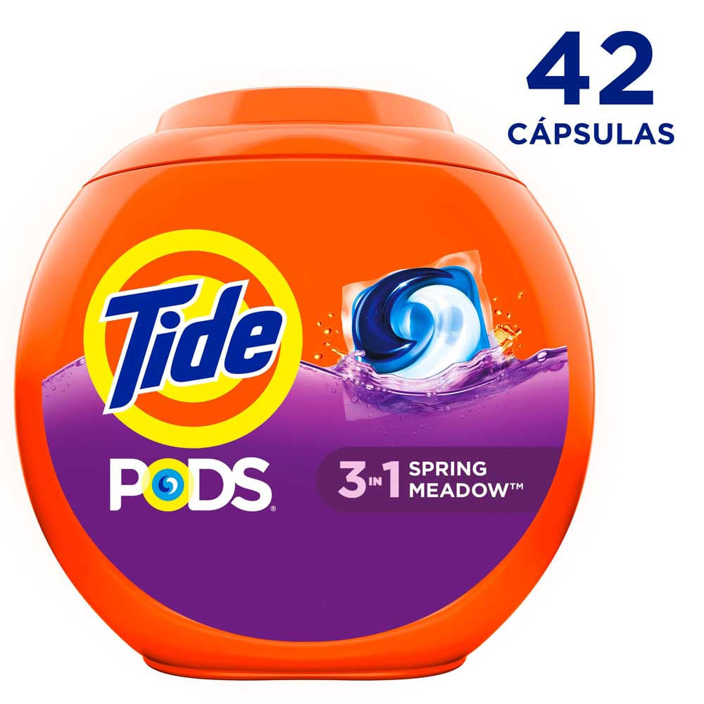 Detergente en cápsulas Tide Pods Spring Meadow para ropa Blanca y de Color 42 cápsulas