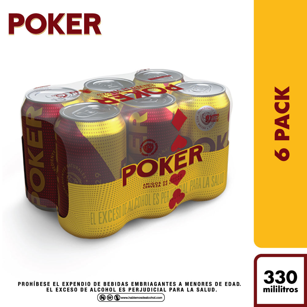 Cerveza Poker lata x6und x330ml c-u