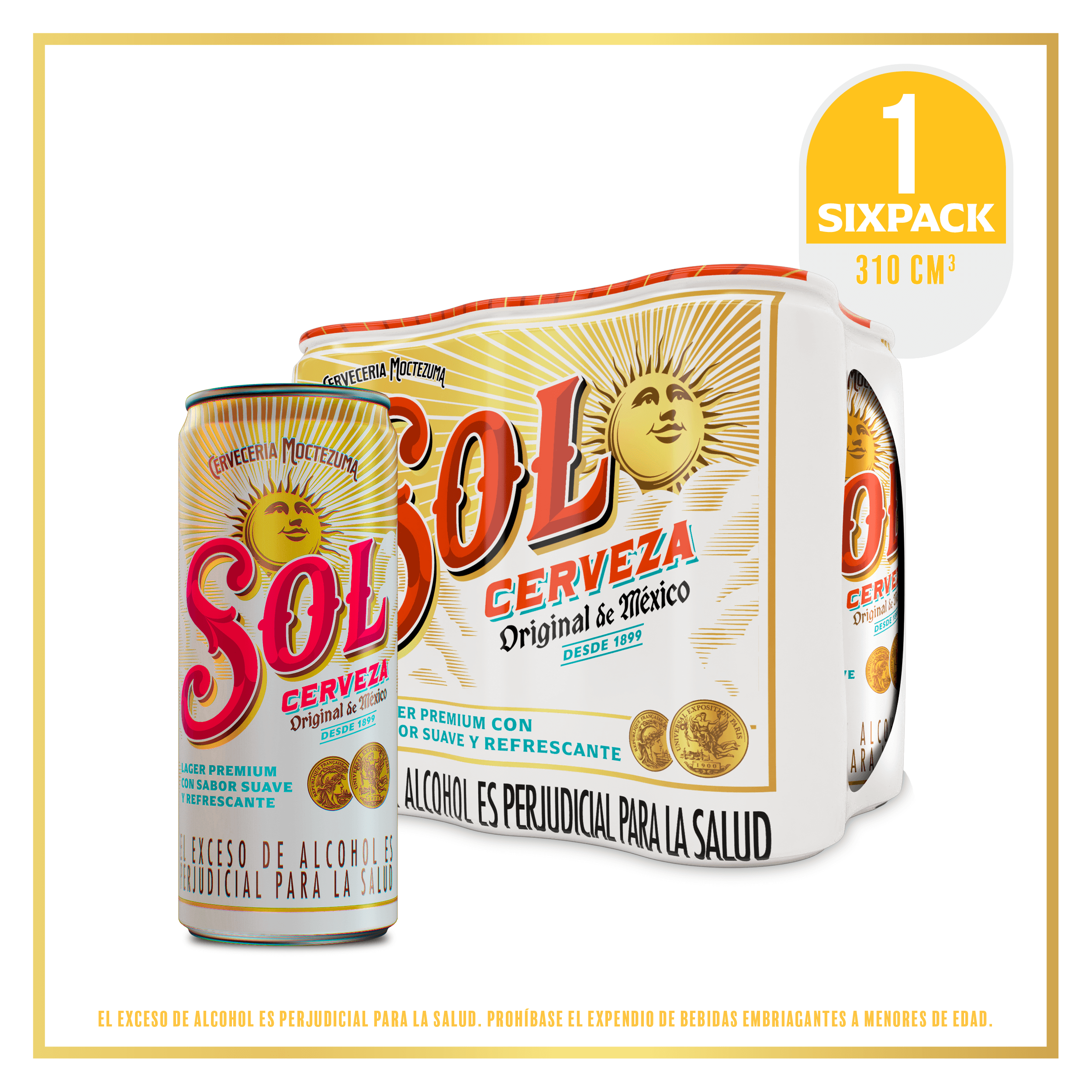 Cerveza Sol Lata x6 x310ml