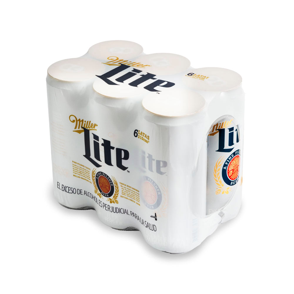 Cerveza Miller Lite Lata x6 x310ml
