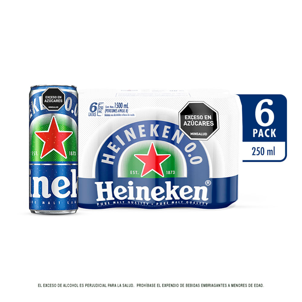 Cerveza Heineken 0.0 lata x6und x250ml c-u