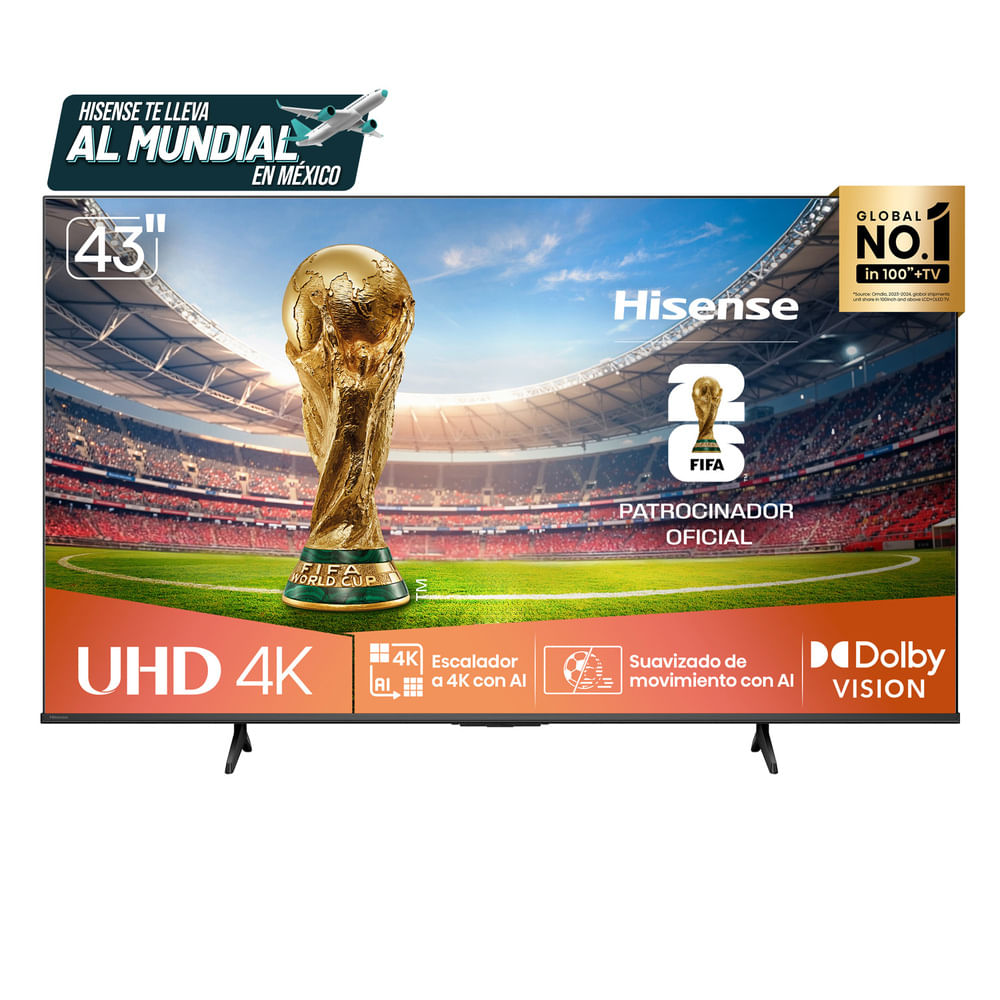 Televisor Hisense 43" UHD 4K Smart TV Negro 43A6NV