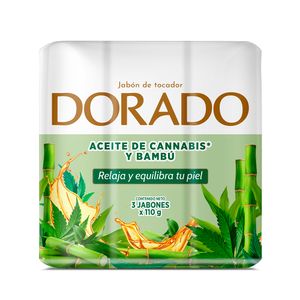 Jabón DORADO cannabis y bambú 3 unds x110 g c/u