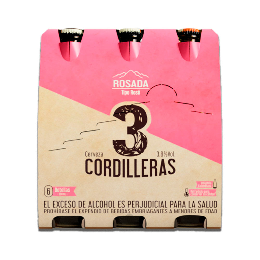 Cerveza 3 Cordilleras rosada botella x6und x330ml c-u
